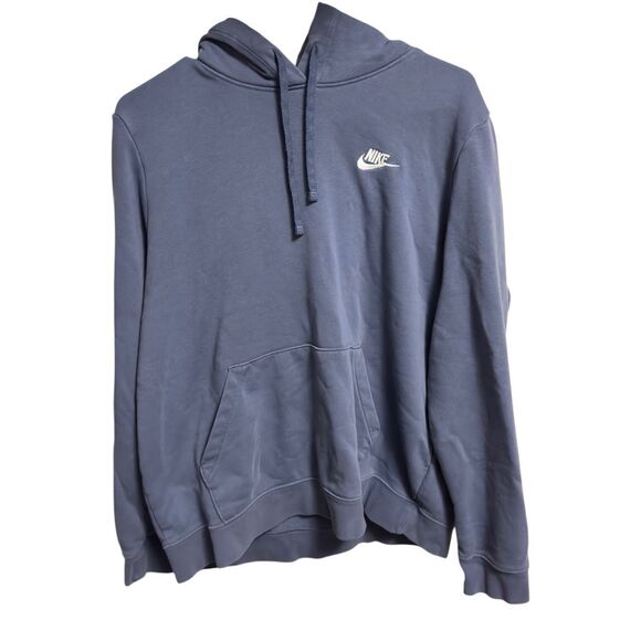 Nike Hoodie Mens L Large Blue Club Fleece Embroidered Logo Hooded Sweatshirt - Picture 1 of 3